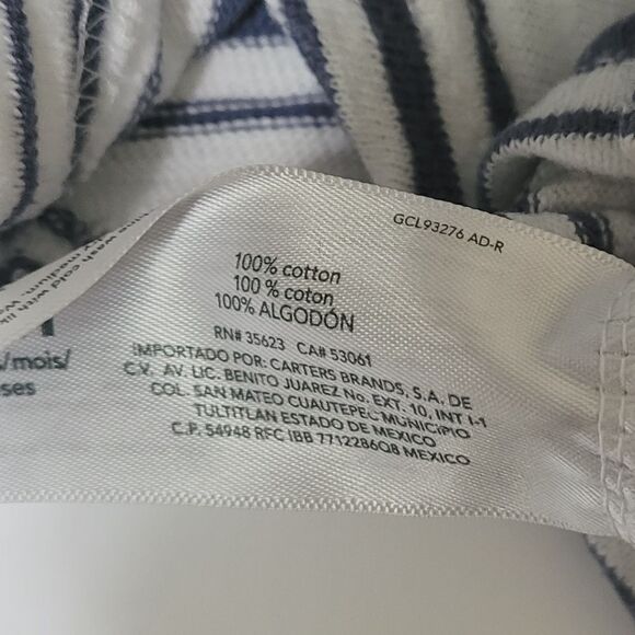 Carter's Navy & White Striped Cotton Onesie - Picture 2 of 5